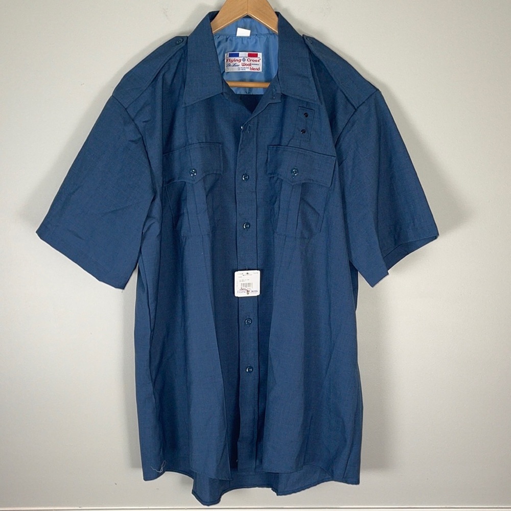 Flying Cross De Luxe Wool Blend Blue Shirt 18 New